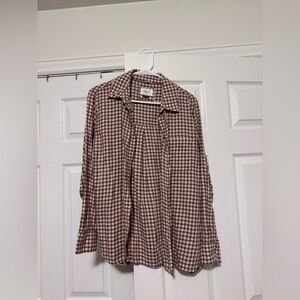 American Eagle Outfitters Checkered Brown Long sleeve shirt